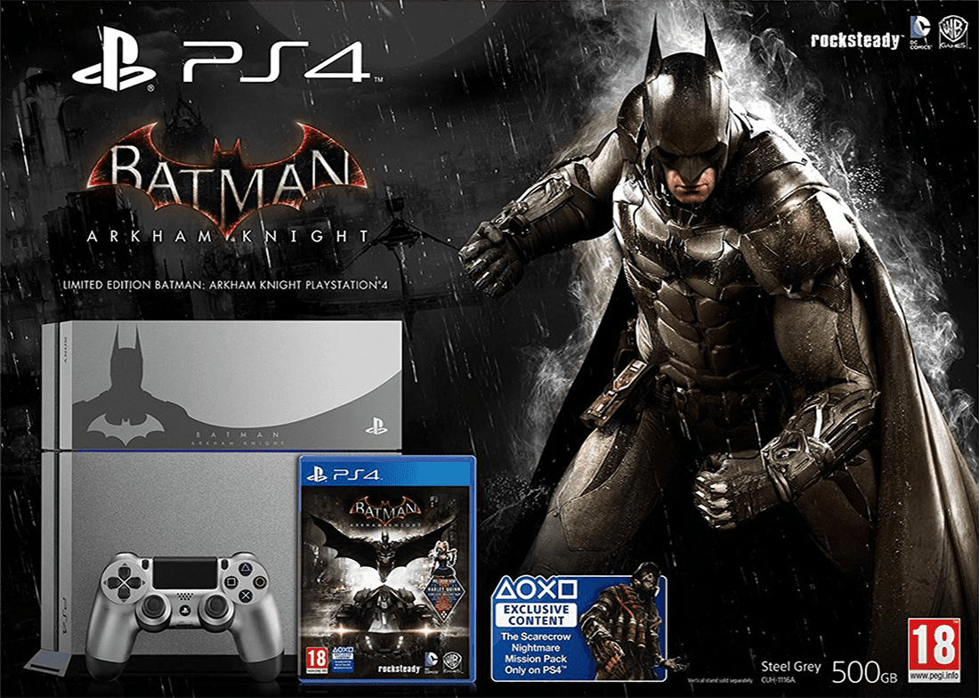 PlayStation 4 500GB Console - Limited Steel Grey Batman Arkham Knight Edition (PS4) | PlayStation 4