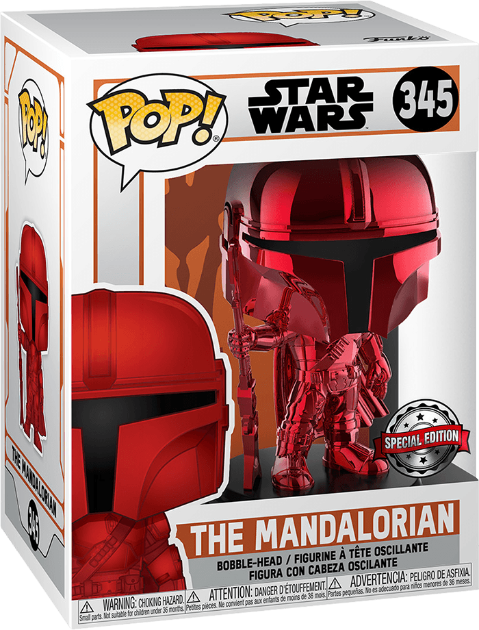 Funko Pop Star Wars 345 The Mandalorian The Mandalorian Vinyl Bobble Head Chrome Rednew 9365