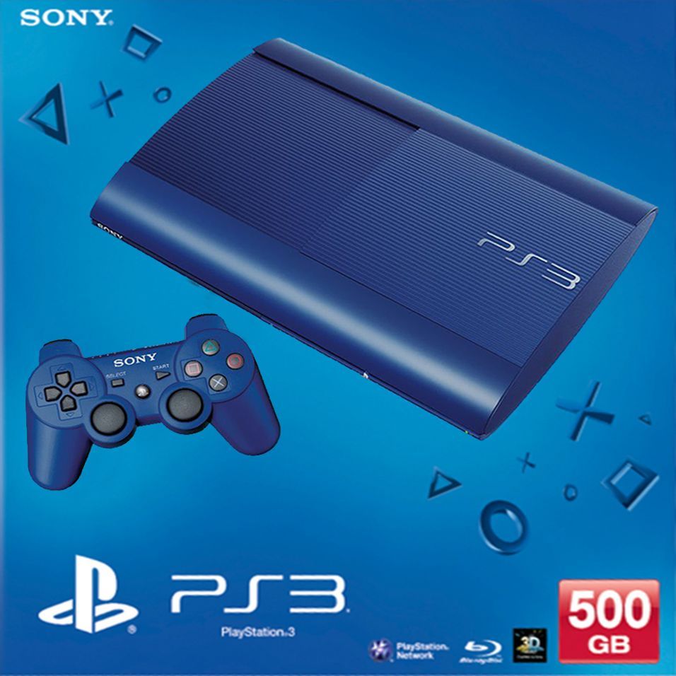 PlayStation 3 Super Slim 500GB Console - Azurite Blue (PS3)(Pwned ...