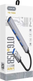 YesPlus 4 Port OTG + USB 3.0 Hub - Black/Silver YS-1404
